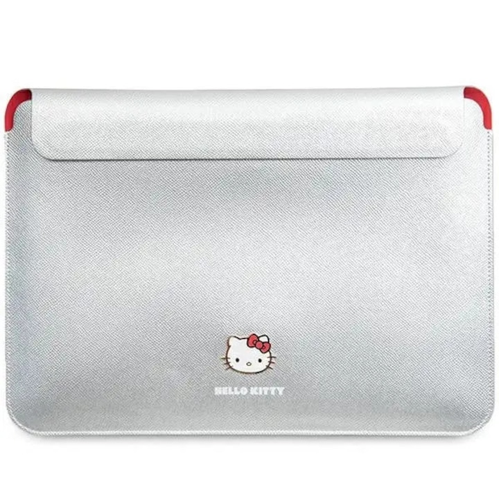 Husa Hello Kitty, piele naturala, argintiu, 38x30x3cm