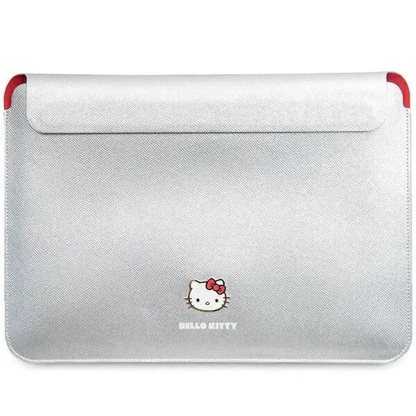 Husa Hello Kitty, piele naturala, argintiu, 38x30x3cm