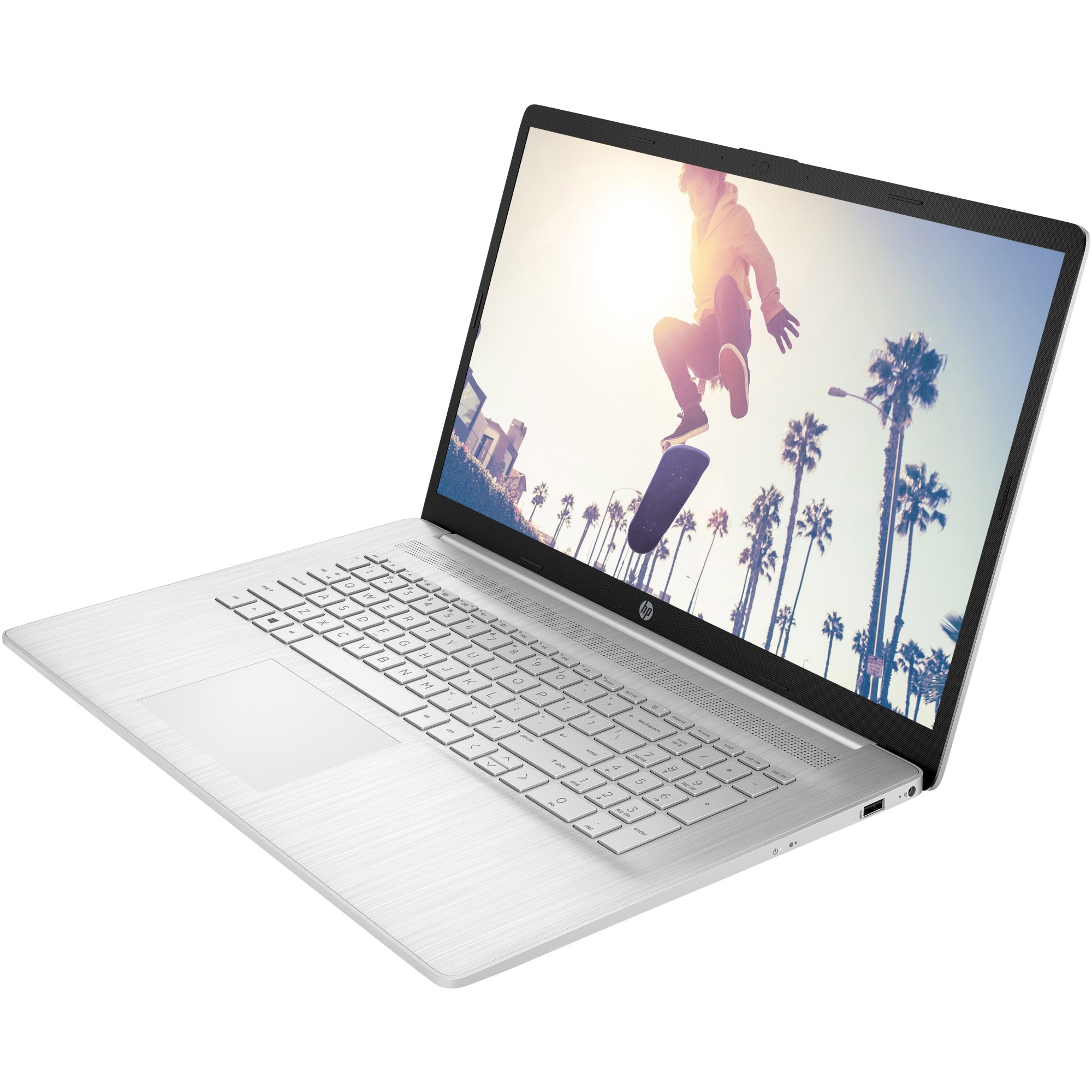 Laptop HP 17-cp3000nq cu procesor AMD Ryzen™ 7 7730U pana la 4.50 GHz, 17.3", Full HD, IPS, 16GB DDR4, 1TB SSD, AMD Radeon™ Graphics, Windows 11 Home, Natural Silver