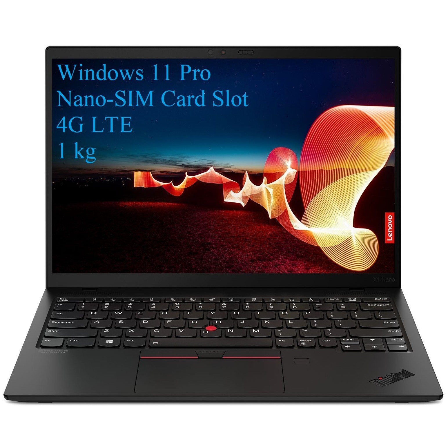 Laptop Lenovo ThinkPad X1 Nano G1, 13" 2k 2160x1350 IPS 450nits, Intel Core i7-1180G7, 16 GB DDR4, 256 GB SSD m2 PCIe, Intel Iris Xe Graphics, Windows 11 Pro, Carbon Fiber, Magnesium Body 1kg, Black, SIM Card Slot, 4G LTE