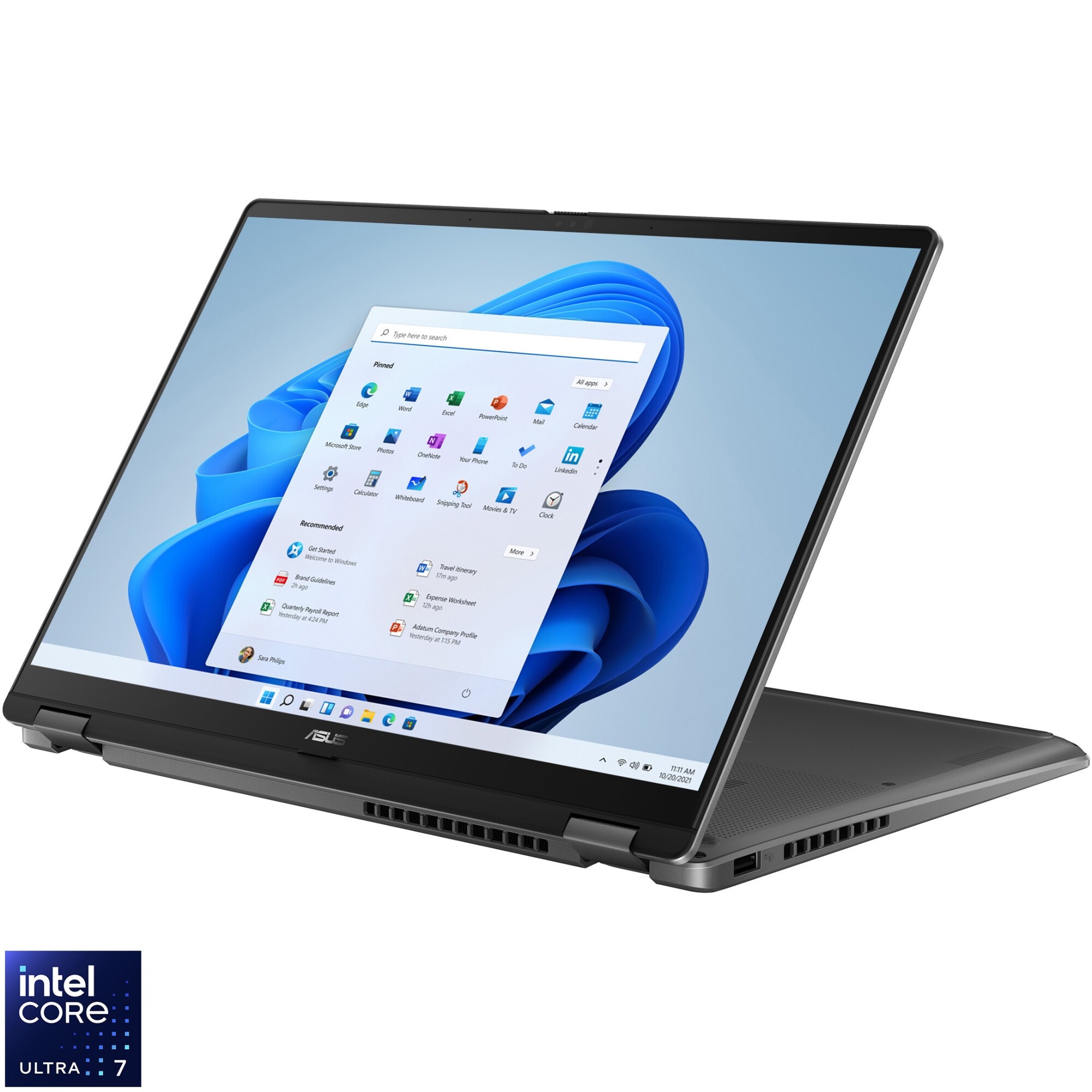 Laptop ASUS Vivobook 14 Flip TP3407SA cu procesor Intel® Core™ Ultra 7 258V pana la 4.8GHz, 14'', WUXGA, OLED, Touch, 32GB LPDDR5x RAM, 1TB SSD, Intel® Arc™ Graphics, Windows 11 Pro, Matte Gray