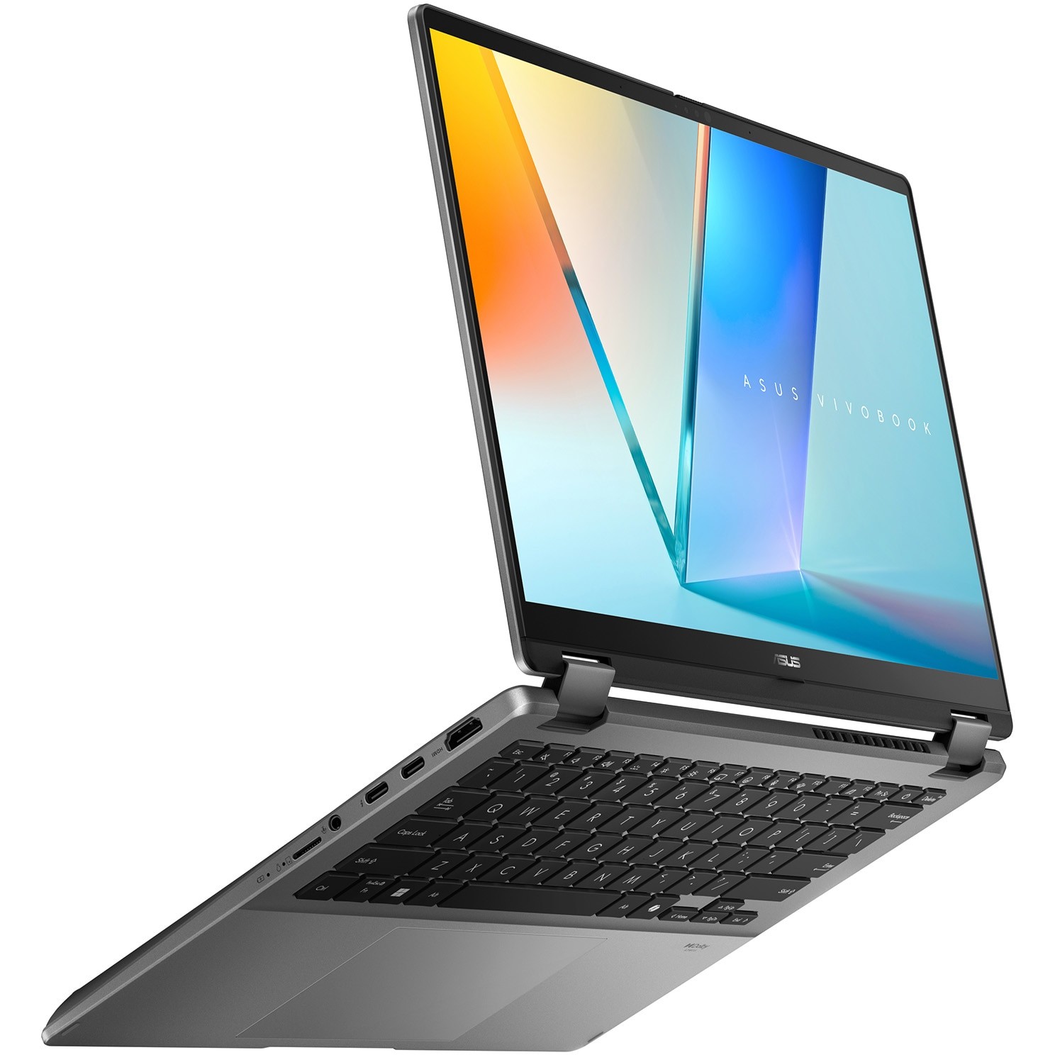 Laptop ASUS Vivobook 14 Flip TP3407SA cu procesor Intel® Core™ Ultra 7 258V pana la 4.8GHz, 14'', WUXGA, OLED, Touch, 32GB LPDDR5x RAM, 1TB SSD, Intel® Arc™ Graphics, Windows 11 Pro, Matte Gray