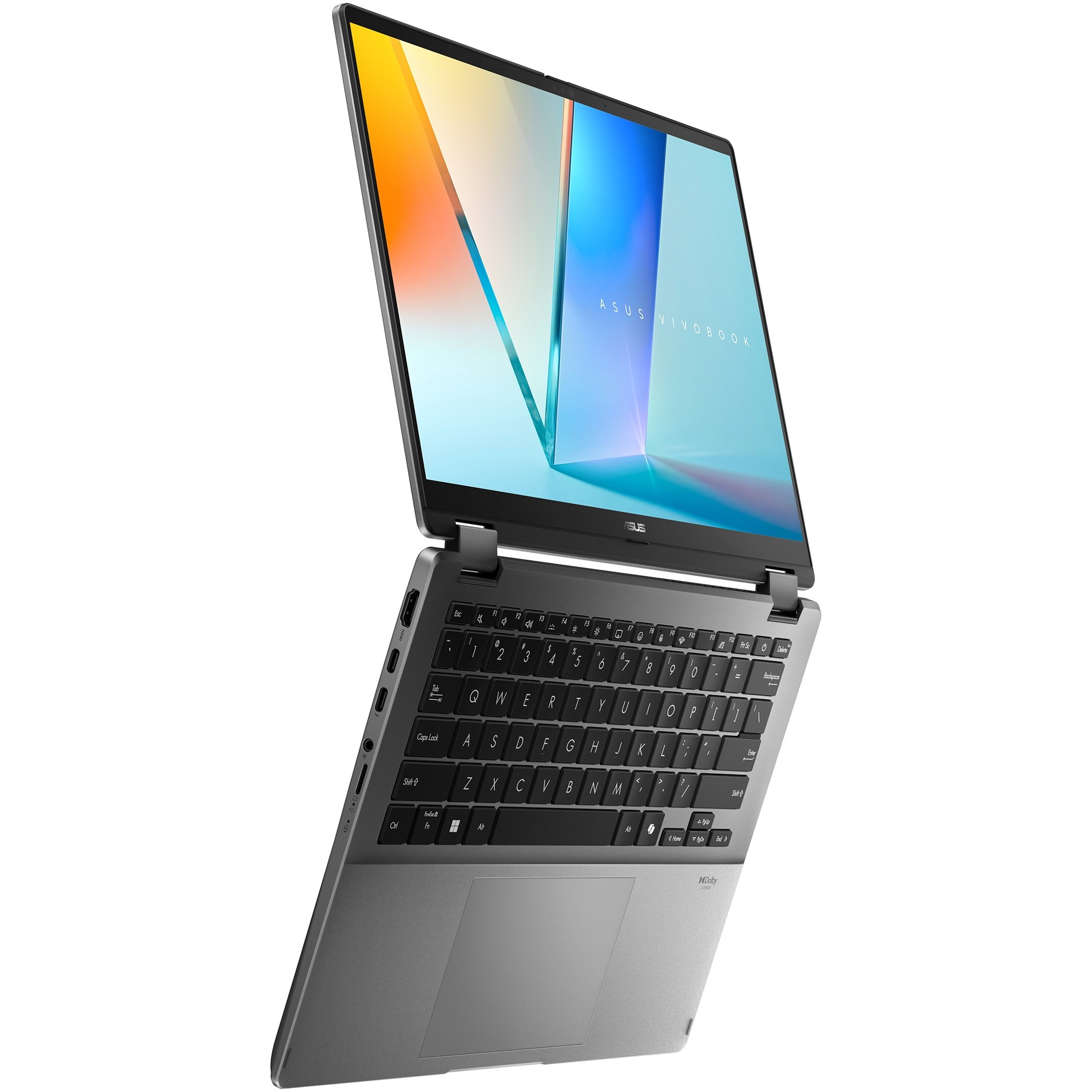 Laptop ASUS Vivobook 14 Flip TP3407SA cu procesor Intel® Core™ Ultra 7 258V pana la 4.8GHz, 14'', WUXGA, OLED, Touch, 32GB LPDDR5x RAM, 1TB SSD, Intel® Arc™ Graphics, Windows 11 Pro, Matte Gray
