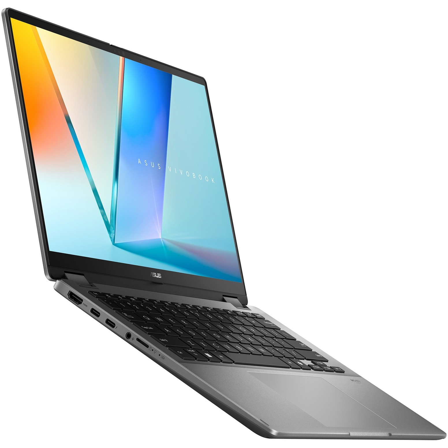 Laptop ASUS Vivobook 14 Flip TP3407SA cu procesor Intel® Core™ Ultra 7 258V pana la 4.8GHz, 14'', WUXGA, OLED, Touch, 32GB LPDDR5x RAM, 1TB SSD, Intel® Arc™ Graphics, Windows 11 Pro, Matte Gray
