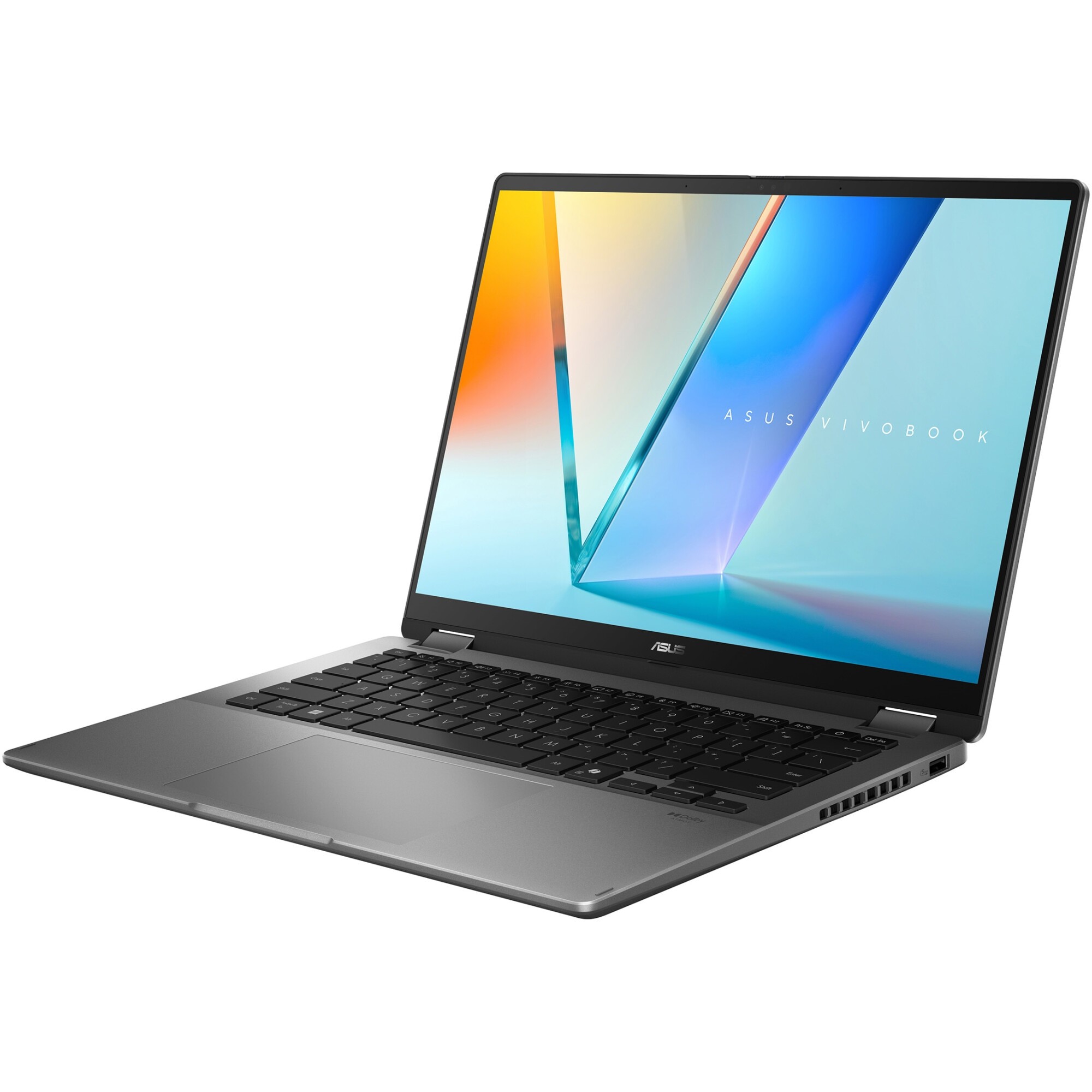 Laptop ASUS Vivobook 14 Flip TP3407SA cu procesor Intel® Core™ Ultra 7 258V pana la 4.8GHz, 14'', WUXGA, OLED, Touch, 32GB LPDDR5x RAM, 1TB SSD, Intel® Arc™ Graphics, Windows 11 Pro, Matte Gray