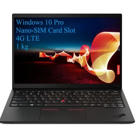 Laptop Lenovo ThinkPad X1 Nano G1, 13" 2k 2160x1350 IPS 450nits, Intel Core i7-1180G7, 16GB DDR4, 256 GB SSD m2 PCIe, Intel Iris Xe Graphics, Windows 10 Pro, Carbon Fiber, Magnesium Body 1kg, Black, SIM Card Slot, 4G LTE