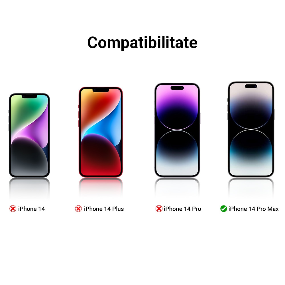 Folie de protectie ceramica, compatibila cu Apple iPhone 14 Pro Max, Full Cover, Negru/Transparenta