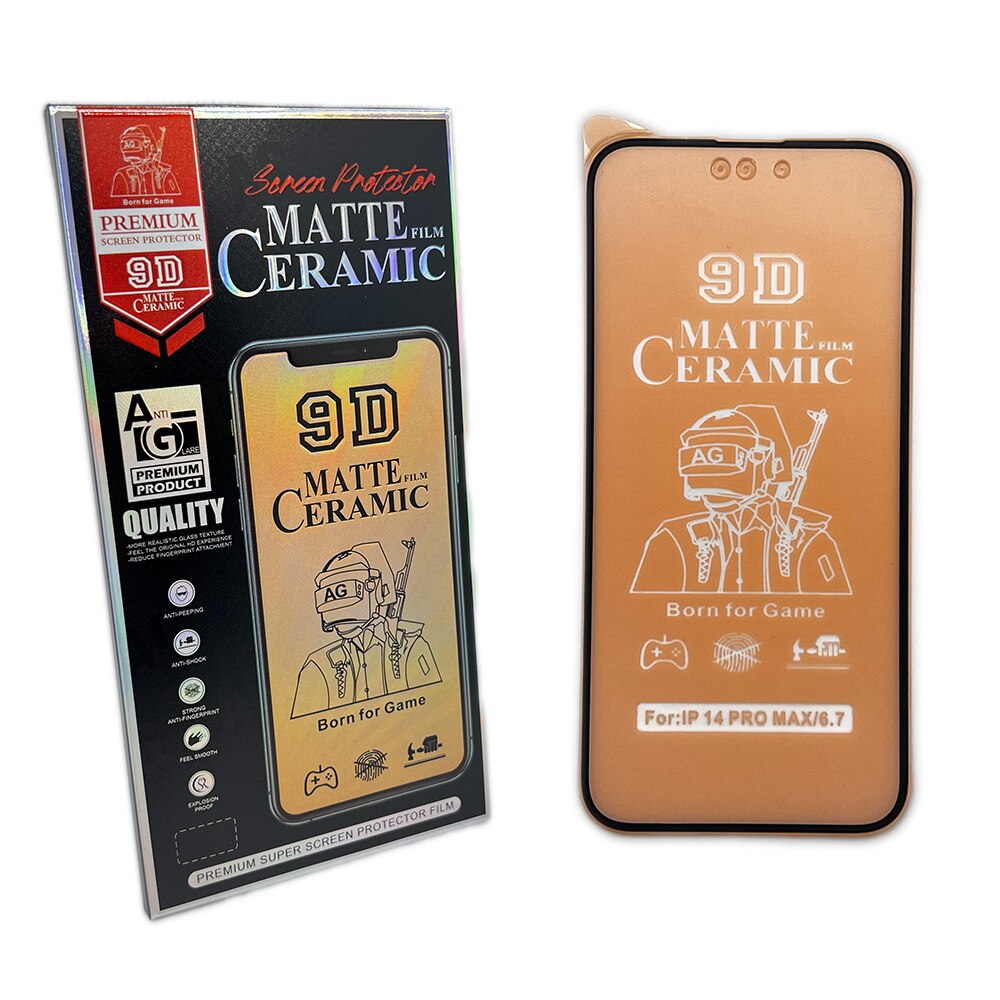 Folie de protectie ceramica, compatibila cu Apple iPhone 14 Pro Max, Full Cover, Negru/Mata