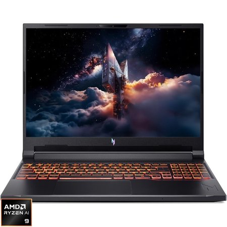 Laptop Acer Gaming 16'' Nitro V16 AI ANV16-61, WQXGA IPS 180Hz, Procesor AMD Ryzen™ AI 9 365 (24M Cache, up to 5.0 GHz), 32GB DDR5, 2x 1TB SSD, GeForce RTX 5070 8GB, No OS, Obsidian Black