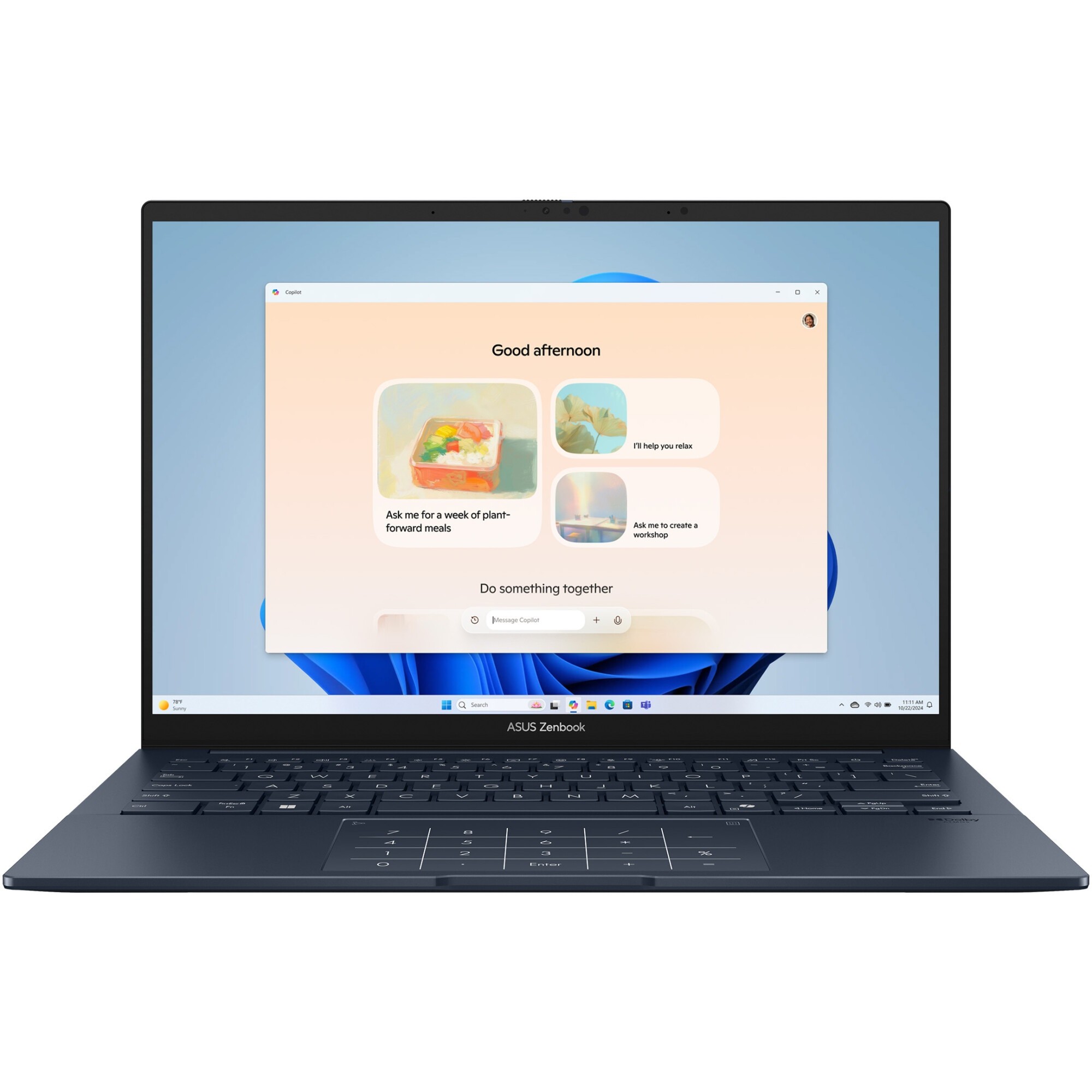 Laptop ASUS Zenbook 14 UX3405CA cu procesor Intel® Core™ Ultra 9 285H pana la 5.4GHz, 14'', 3K, OLED, Touch, 120Hz, 32GB LPDDR5X, 1TB SSD, Intel® Arc™ Graphics, Windows 11 Pro, Ponder Blue