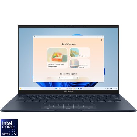 Laptop ASUS Zenbook 14 UX3405CA cu procesor Intel® Core™ Ultra 9 285H pana la 5.4GHz, 14'', 3K, OLED, Touch, 120Hz, 32GB LPDDR5X, 1TB SSD, Intel® Arc™ Graphics, Windows 11 Pro, Ponder Blue