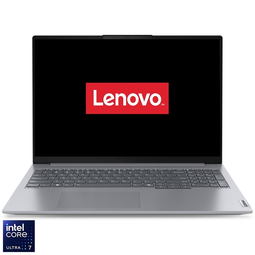 Laptop Lenovo ThinkBook 16 G7 IML cu procesor Intel® Core™ Ultra 7 155H pana la 4.8GHz, 16" WUXGA, IPS, 16GB DDR5, 512GB SSD, Intel® Arc™ Graphics, No OS, Arctic Grey, 3Y Courier/Carry-in upgrade