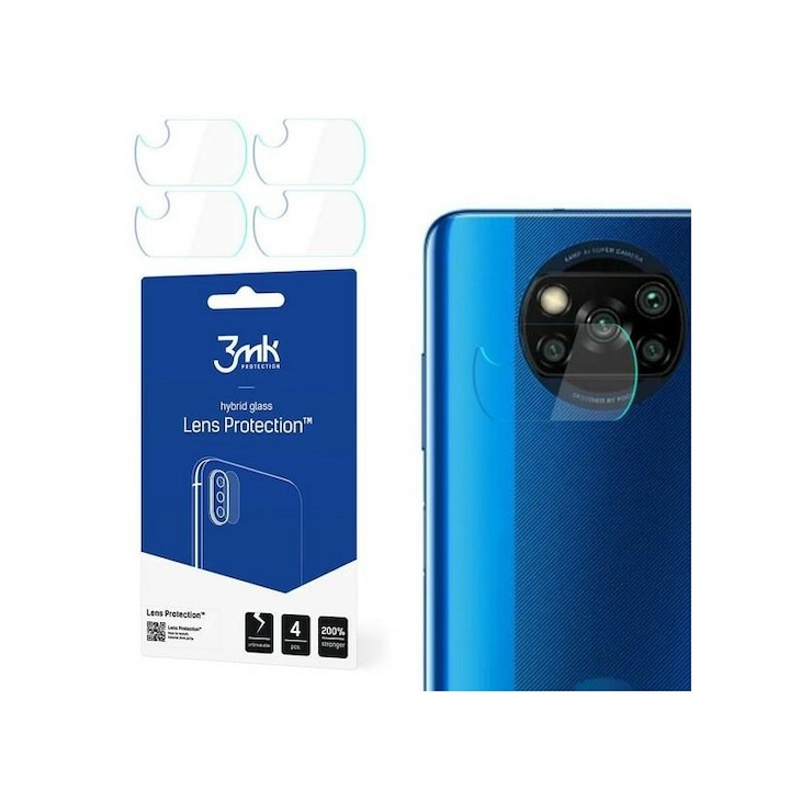 Set 4 Buc Folie Sticla Nano Glass Pentru Camera 3mk Pentru Xiaomi Poco X3, Transparenta