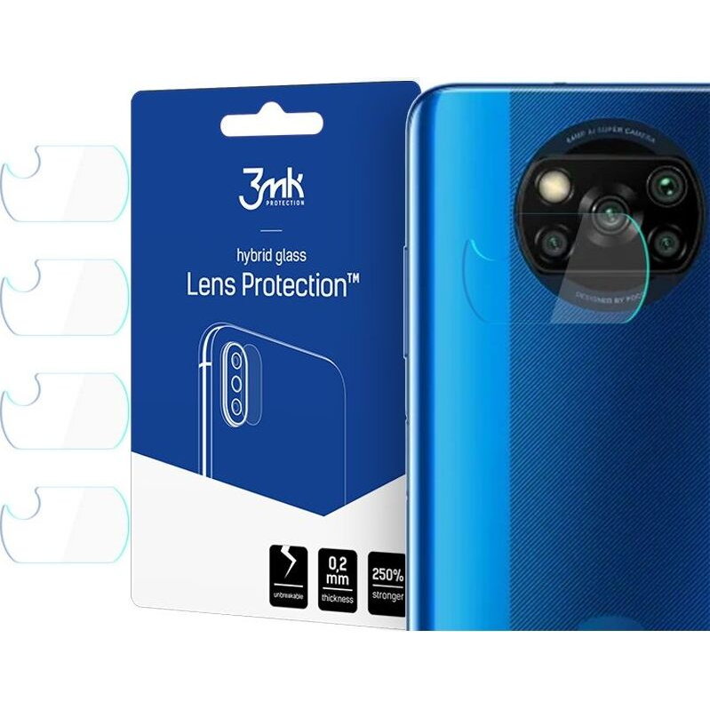 Set 4 Buc Folie Sticla Nano Glass Pentru Camera 3mk Pentru Xiaomi Poco X3, Transparenta