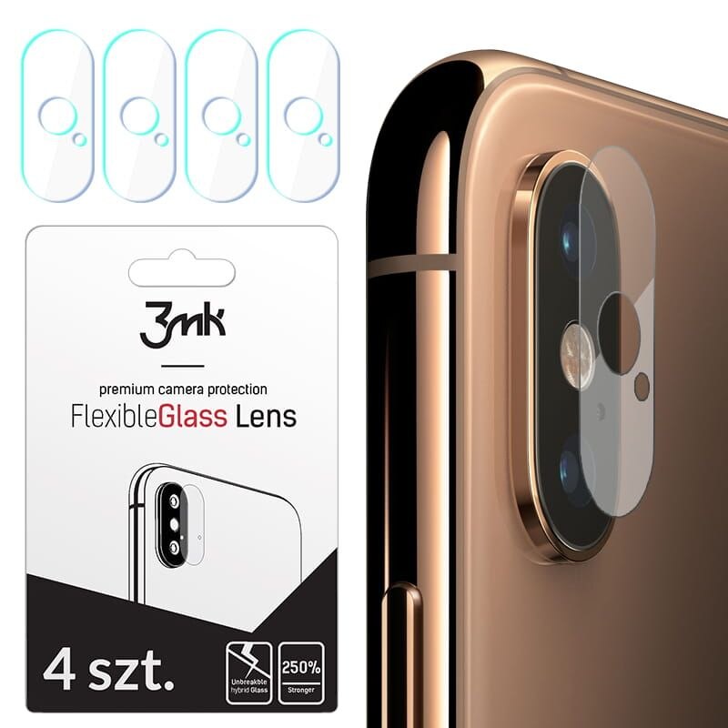 Folie protectie camera foto 3MK Flexible Glass compatibila cu iPhone XS Max 4-Pack
