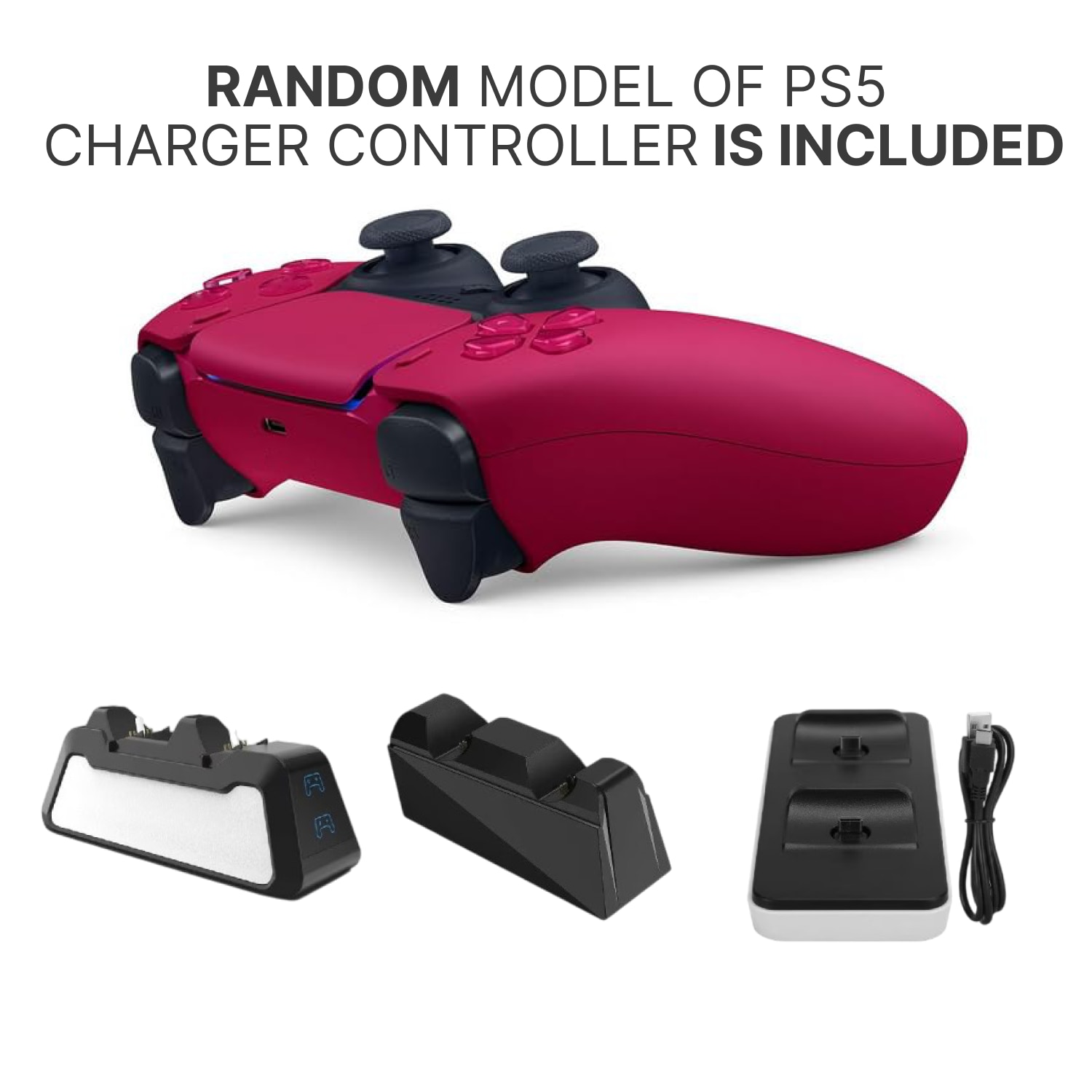 Controller Wireless Dual-Sense pentru PS5/PS4/PS4 PRO/PS4 SLIM, rosu inchis, senzor de miscare, incarcator dual inclus, HAPPY JOKER®