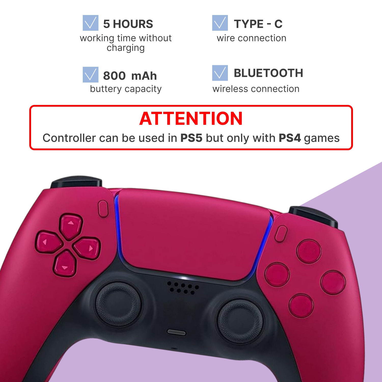 Controller Wireless Dual-Sense pentru PS5/PS4/PS4 PRO/PS4 SLIM, rosu inchis, senzor de miscare, incarcator dual inclus, HAPPY JOKER®