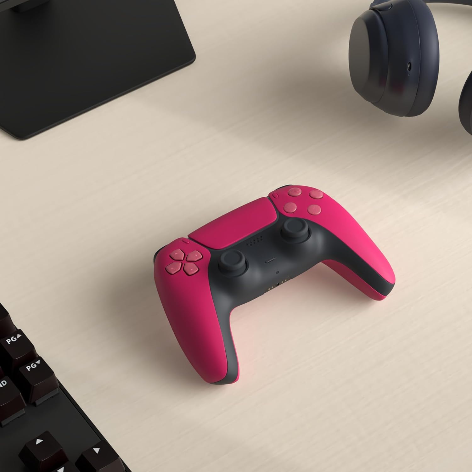 Controller Wireless Dual-Sense pentru PS5/PS4/PS4 PRO/PS4 SLIM, rosu inchis, senzor de miscare, incarcator dual inclus, HAPPY JOKER®