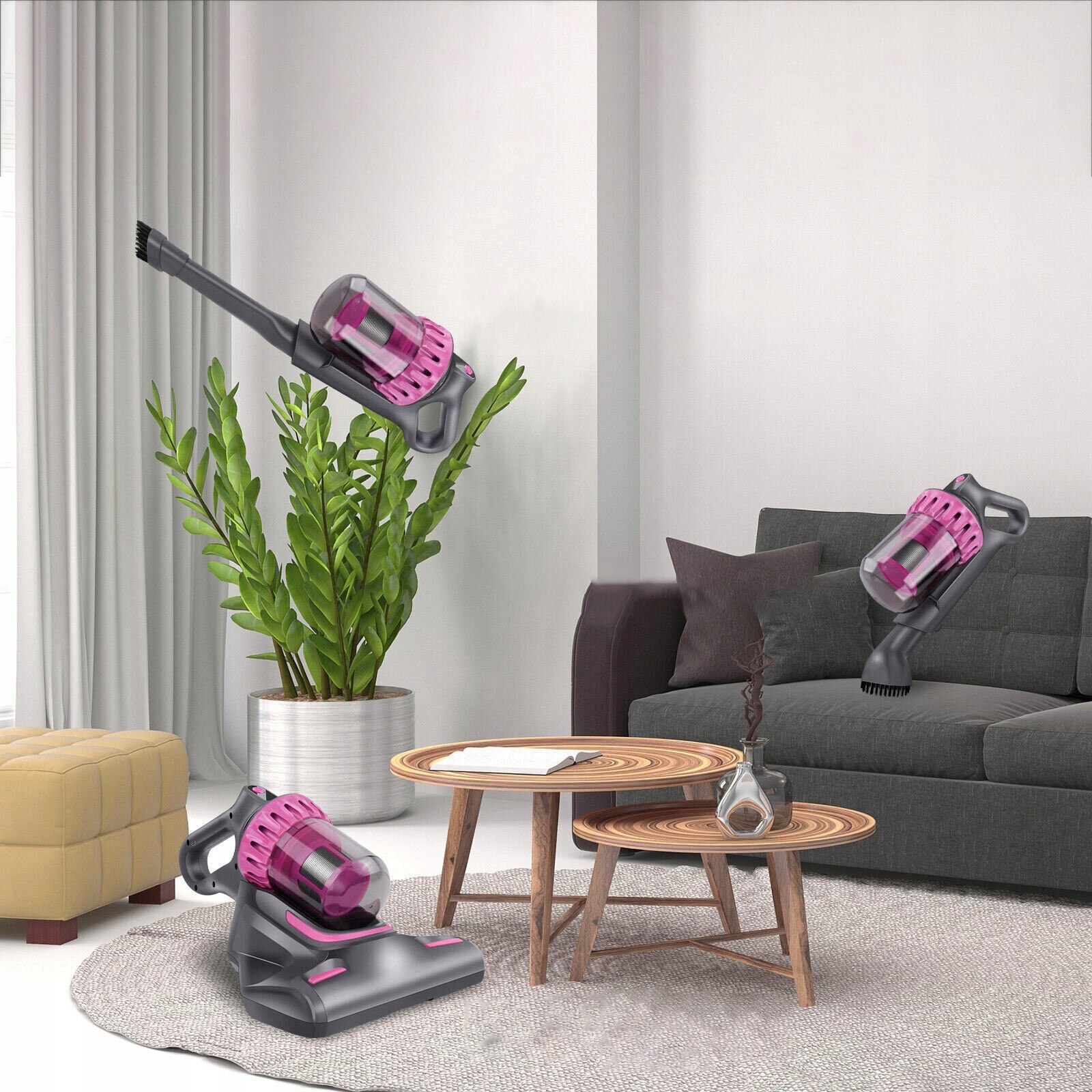 Aspirator pentru saltele 3 in 1, 100W, gri, 17,5x21,5x29cm, set complet cu accesorii