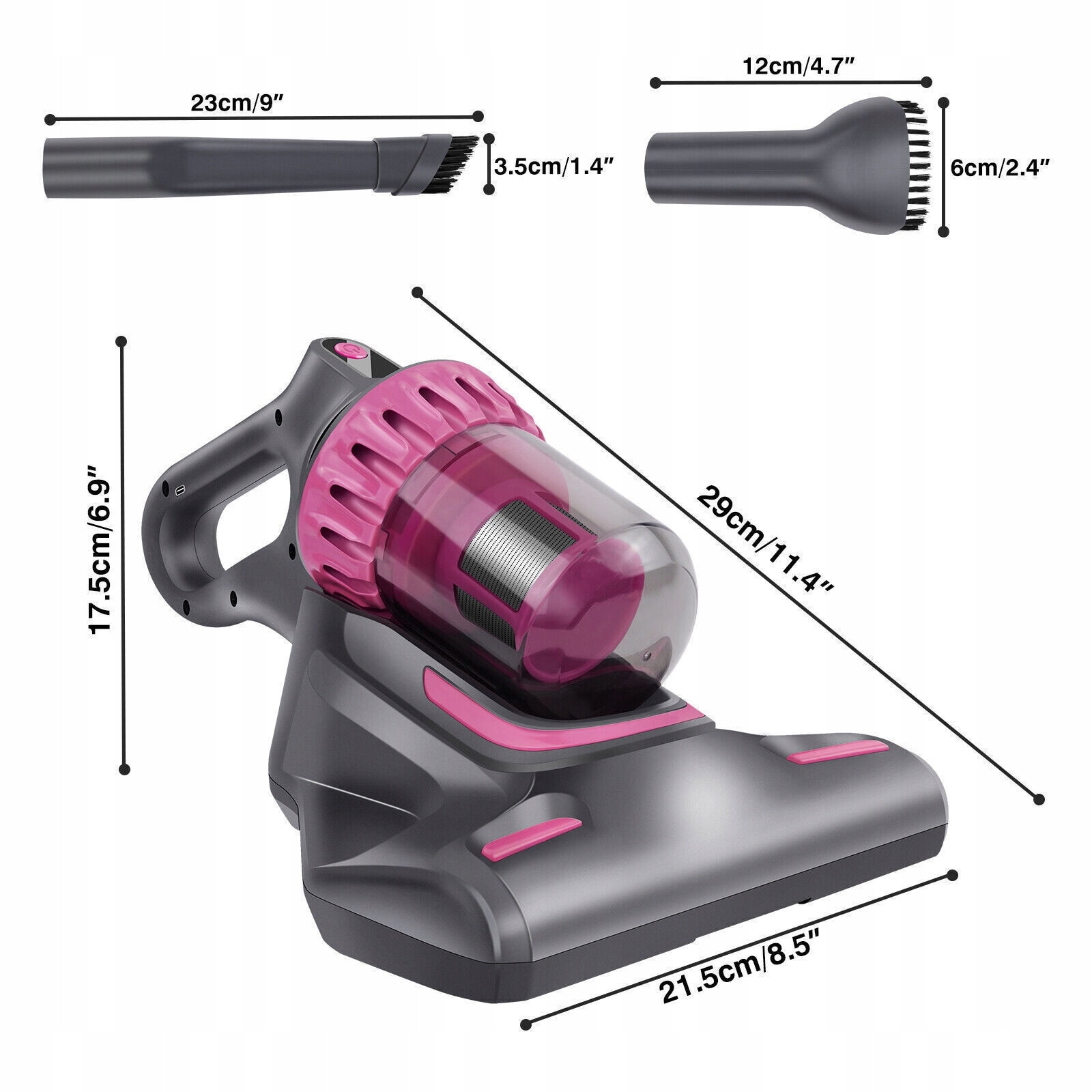 Aspirator pentru saltele 3 in 1, 100W, gri, 17,5x21,5x29cm, set complet cu accesorii