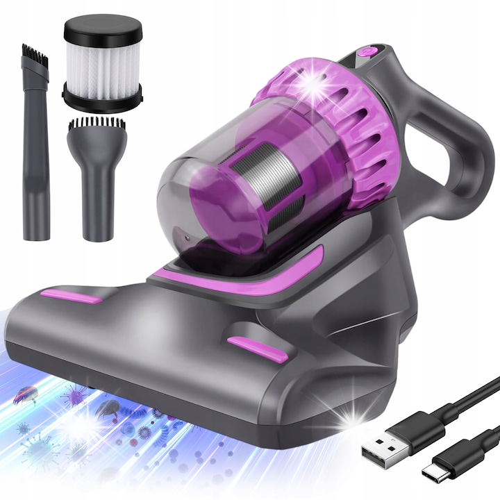 Aspirator pentru saltele 3 in 1, 100W, gri, 17,5x21,5x29cm, set complet cu accesorii