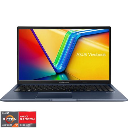 Laptop Asus Vivobook 15 M1502YA-BQ579, 15.6 inch 1920 x 1080, AMD Ryzen 7 5825U 8 C / 16 T, 3.2 GHz - 4.5 GHz, 4 MB 16 MB cache, 15 W, 16 GB DDR4, 512 GB SSD, AMD Radeon Graphics, Fara sistem de operare, Albastru