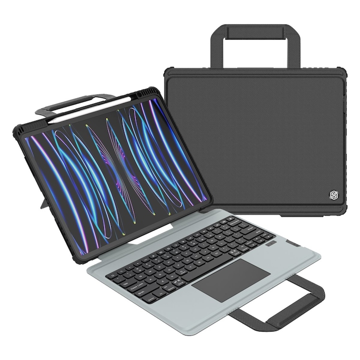 Husa cu tastura Nillkin Bumper GO pentru iPad Pro 12.9 2020/2021/2022/ Air 13 2024/2025, Backlit Version, neagra