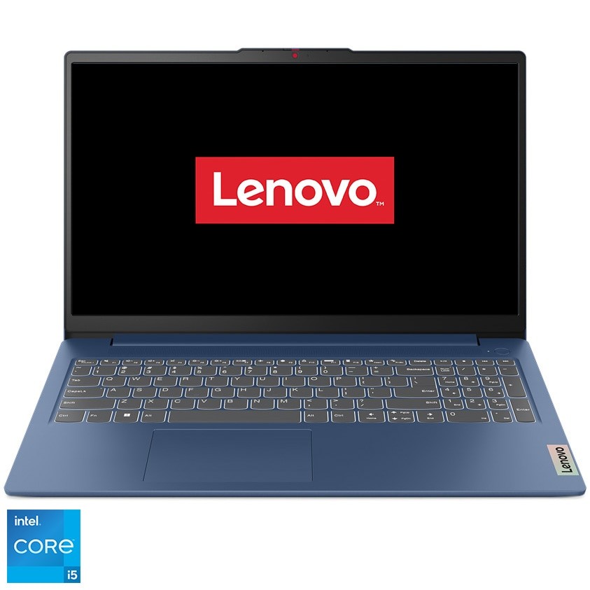 Laptop Lenovo IdeaPad Slim 3 15IAH8 cu procesor Intel® Core™ i5-12450H pana la 4.4 GHz, 15.6", Full HD, IPS, 8GB, 512GB SSD, Intel® UHD Graphics, No OS, Abyss Blue