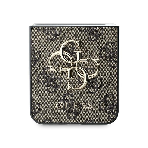 Carcasa Guess Leather 4G Metal Logo Case compatibila cu Samsung Galaxy Z Flip 6, Maro