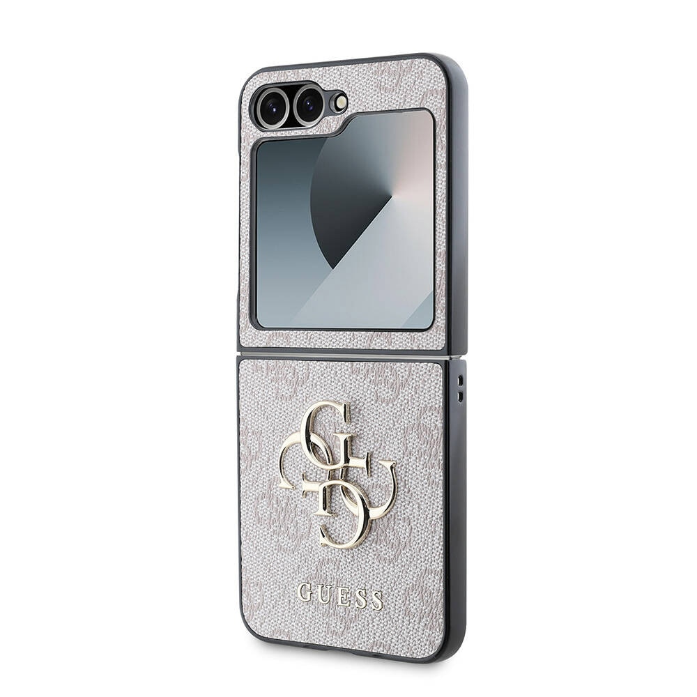 Carcasa Guess Leather 4G Metal Logo Case compatibila cu Samsung Galaxy Z Flip 6, Maro