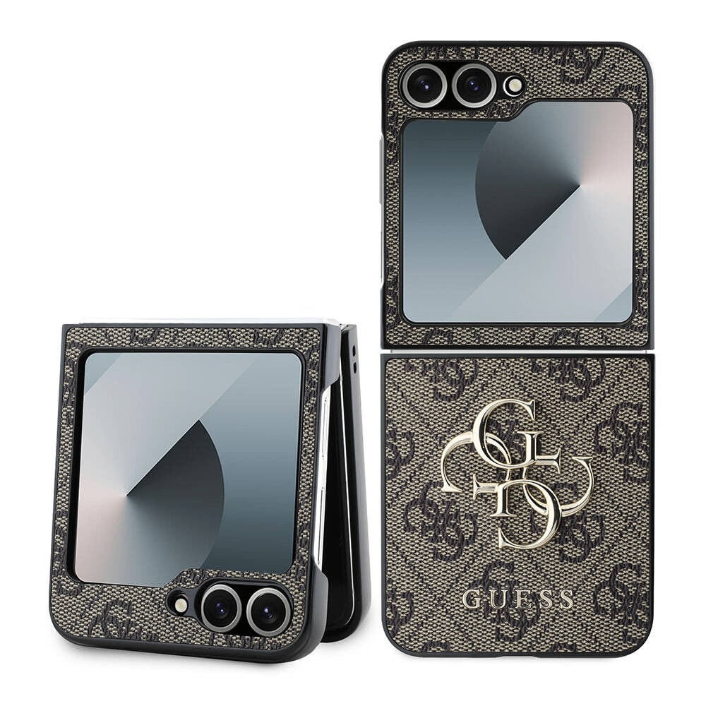 Carcasa Guess Leather 4G Metal Logo Case compatibila cu Samsung Galaxy Z Flip 6, Maro