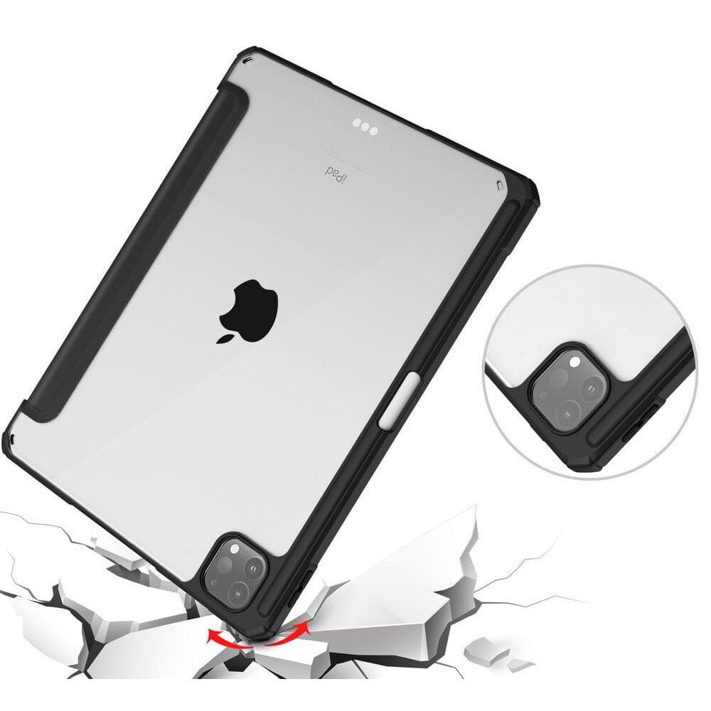 Husa Bizon Case Tab Clear pentru iPad Pro 11, Negru, 24,62x17,65x29,26cm, cu functie Stand, loc pentru stylus