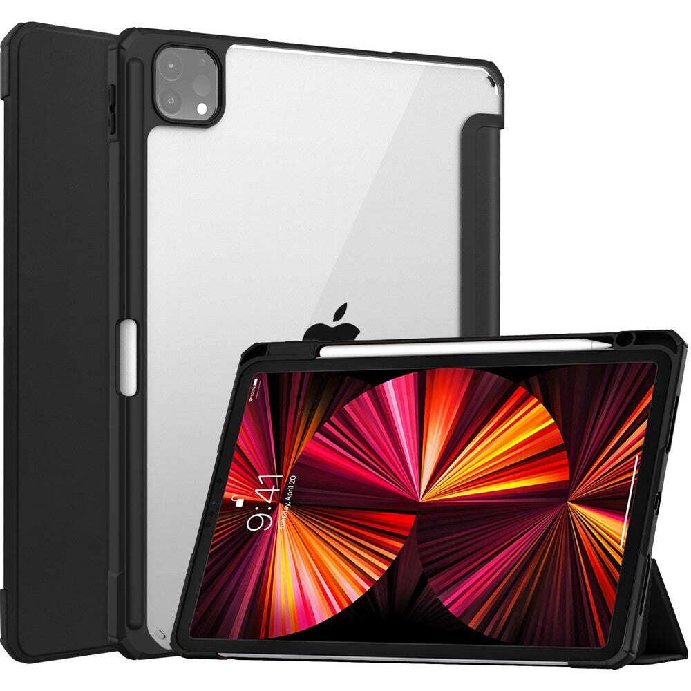 Husa Bizon Case Tab Clear pentru iPad Pro 11, Negru, 24,62x17,65x29,26cm, cu functie Stand, loc pentru stylus