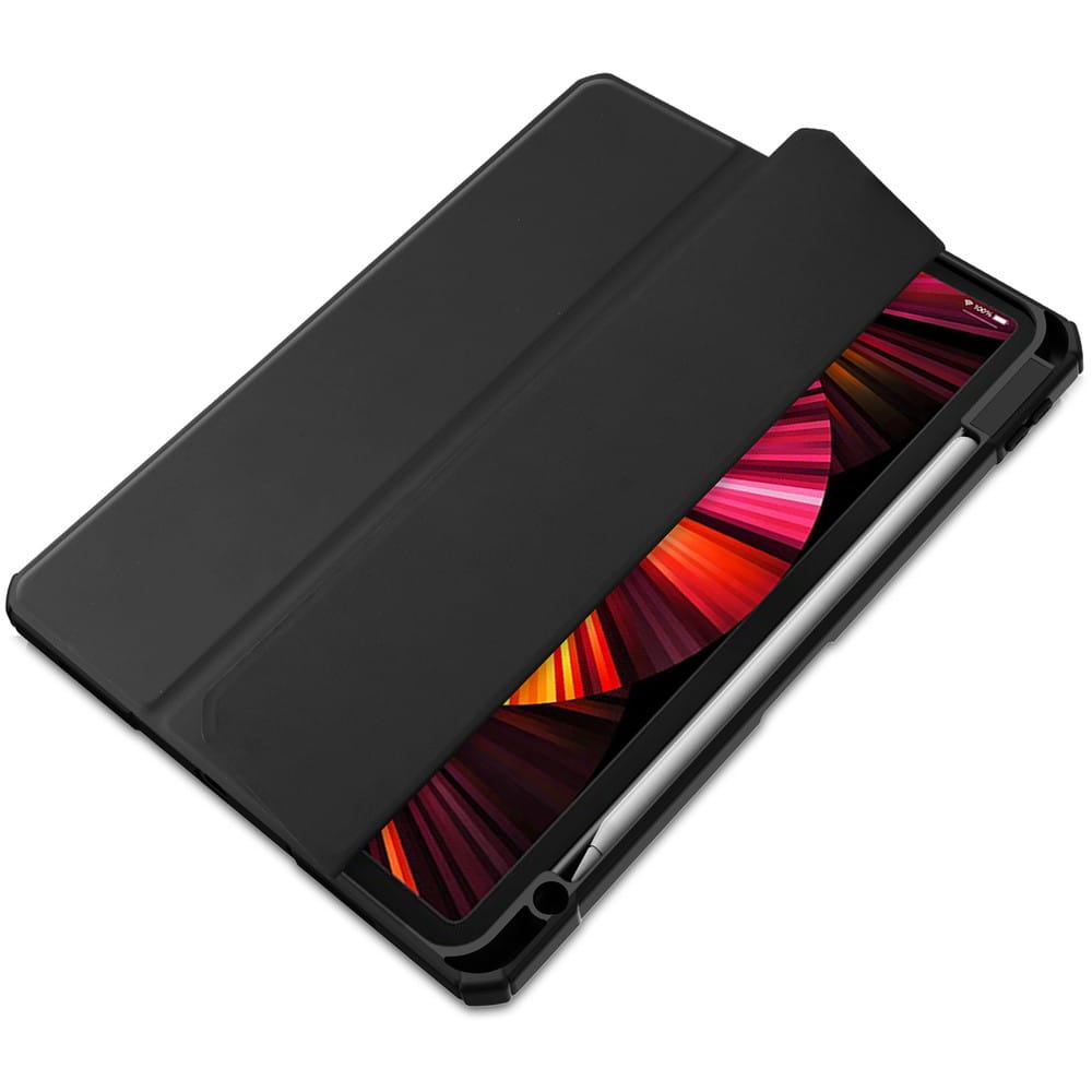 Husa Bizon Case Tab Clear pentru iPad Pro 11, Negru, 24,62x17,65x29,26cm, cu functie Stand, loc pentru stylus