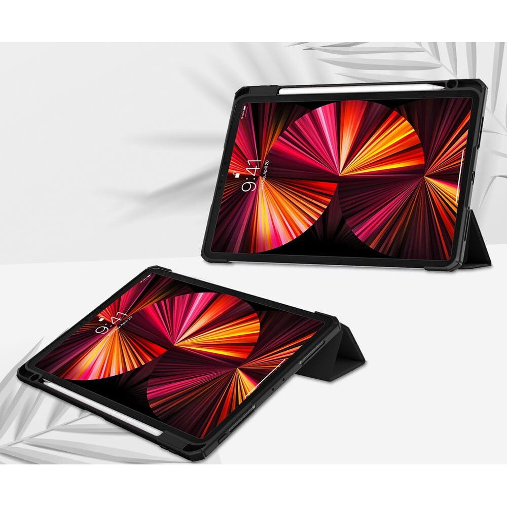 Husa Bizon Case Tab Clear pentru iPad Pro 11, Negru, 24,62x17,65x29,26cm, cu functie Stand, loc pentru stylus
