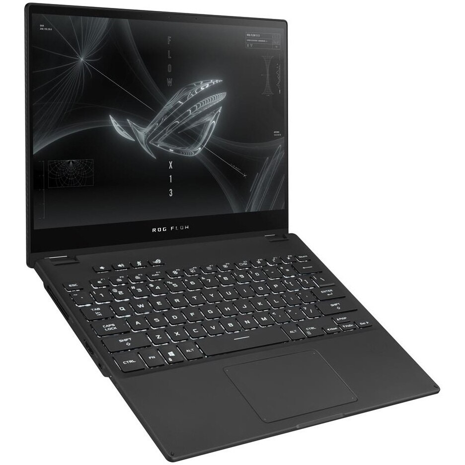 Laptop Gaming ASUS ROG Flow X13 GV301RE cu procesor AMD Ryzen™ 9 6900HS pana la 4.90 GHz, 13.4", UHD+, Touch, IPS, 32GB, 1TB SSD, NVIDIA® GeForce RTX™ 3050 Ti 4GB GDDR6 TGP 40W + ROG XG Mobile (GC32L with AMD Radeon™ RX6850M XT), Win 11 Home