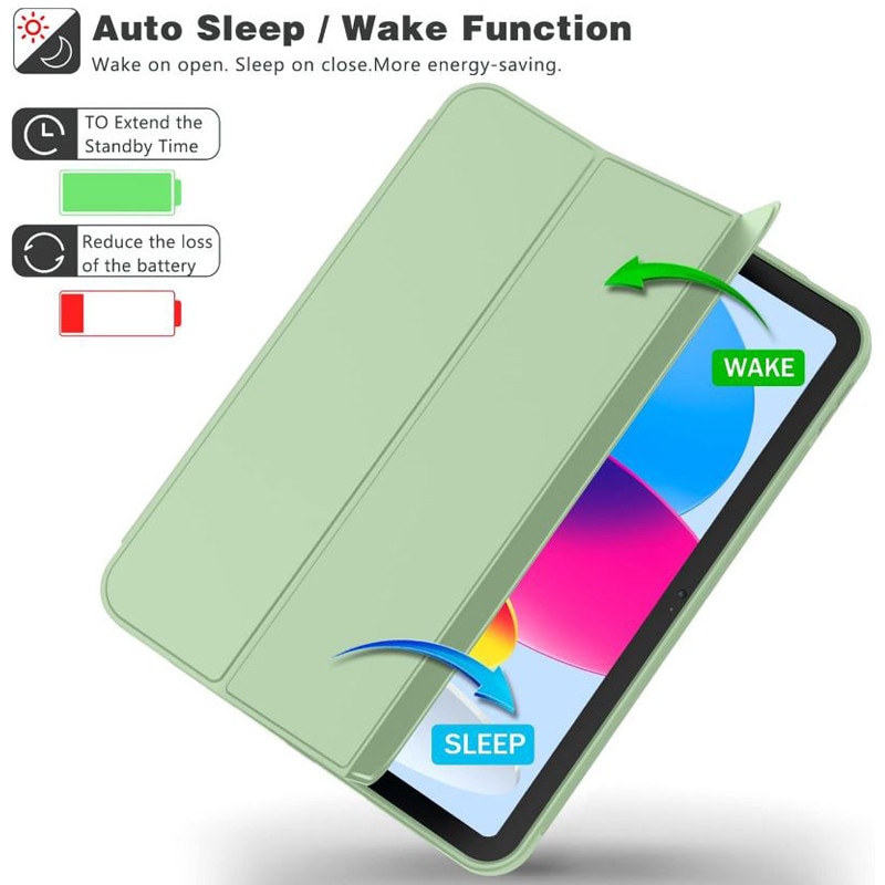 Husa tip Carte cu Suport Pix pentru Apple iPad Mini 6/7, Protectie completa, Pliabila, Verde menta