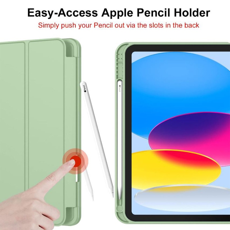 Husa tip Carte cu Suport Pix pentru Apple iPad Mini 6/7, Protectie completa, Pliabila, Verde menta