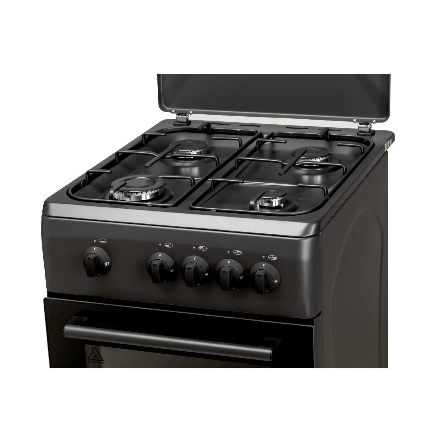 Aragaz LDK 5060 MAT Black RMV, 4 arzatoare, Capac metalic, Siguranta, Negru