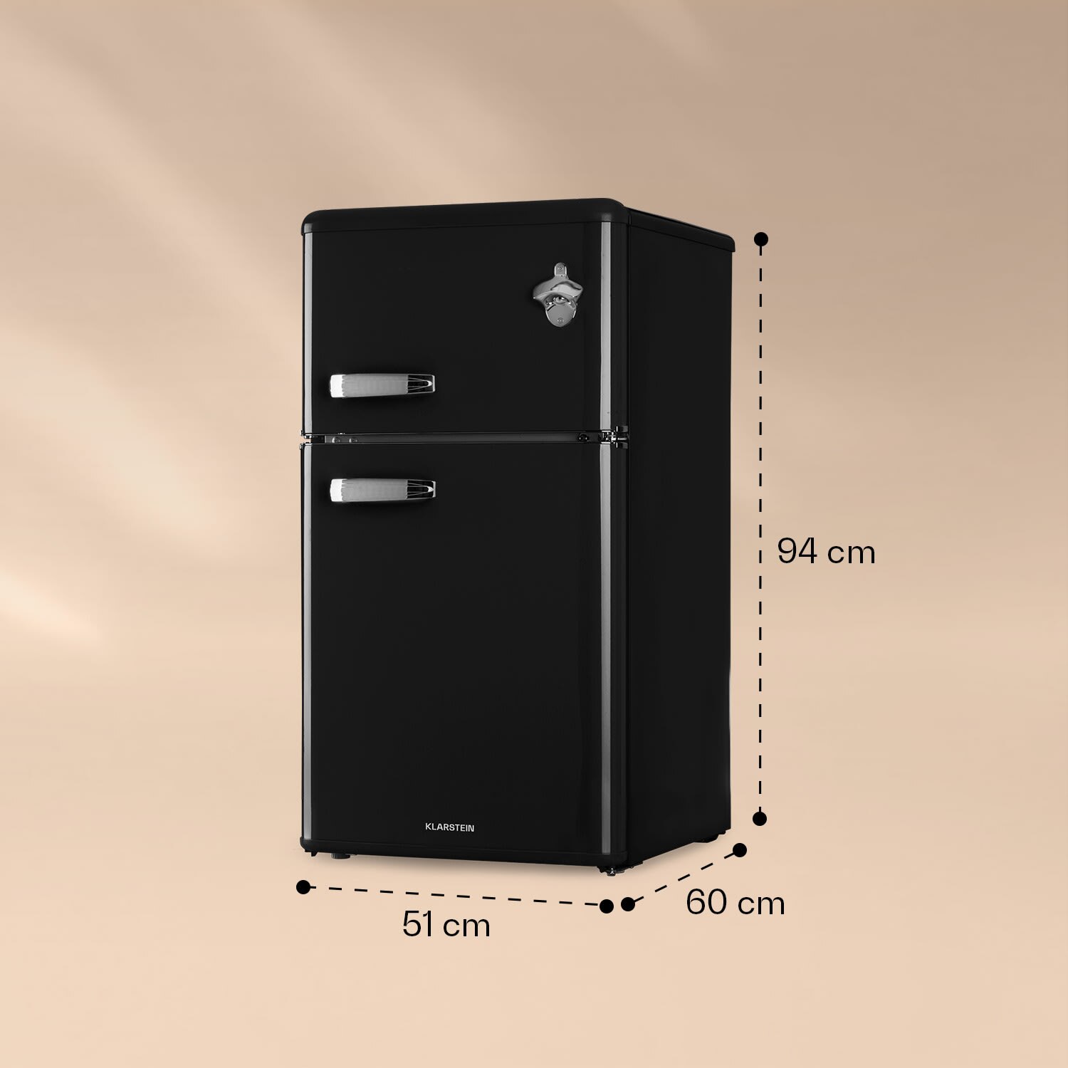 Klarstein, Irene, Frigider-Congelator, 61 L Frigider, 25 L Congelator, Negru
