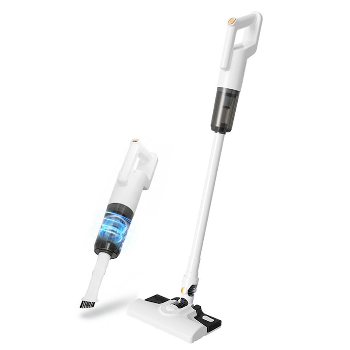 Aspirator vertical fara fir, 15000PA, 0,6L, curatare umeda si uscata, potrivit pentru dormitoare, birouri, camere de zi, masini si altele, alb