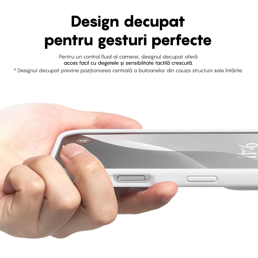 Husa CASEY STUDIOS™ compatibila cu iPhone 16 Pro, Soft Silicone Premium, Microfibra in Interior, Alb, de Protectie, Ultra Slim, pentru Incarcare Wireless, Margini Ridicate de Protectia Ecranului si a Camerelor