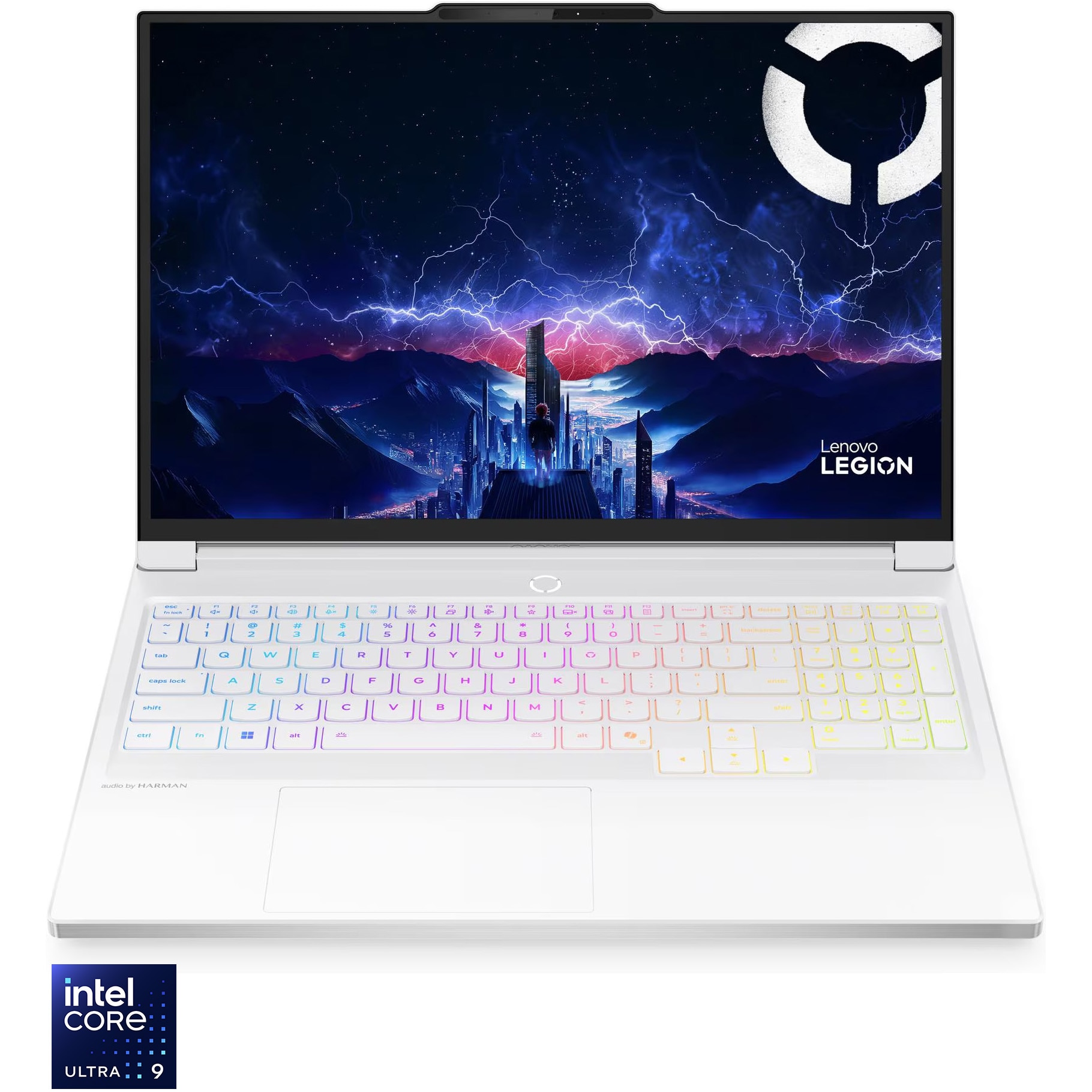 Laptop Gaming Lenovo Legion 7 16IAX10 cu procesor Intel Core™ Ultra 9 275HX pana la 5.4GHz, 16" WQXGA, OLED, 240Hz, 32GB DDR5 RAM, 1TB SSD, NVIDIA® GeForce RTX™ 5070 8GB GDDR7, No OS, Glacier White, 3y on-site Premium Care