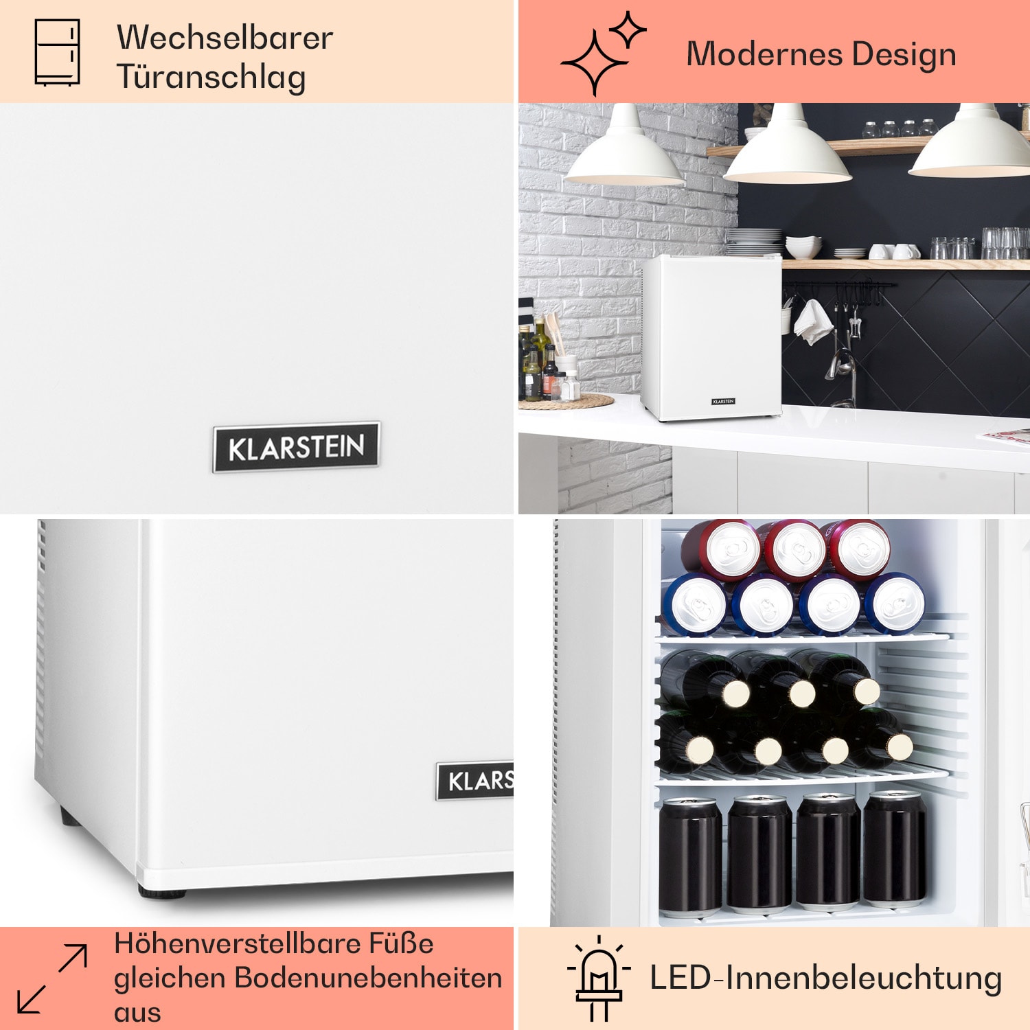 Mini Bar Klarstein Happy Hour 40L, 5-15C, Silentios, Alb, 40x53,5x48cm