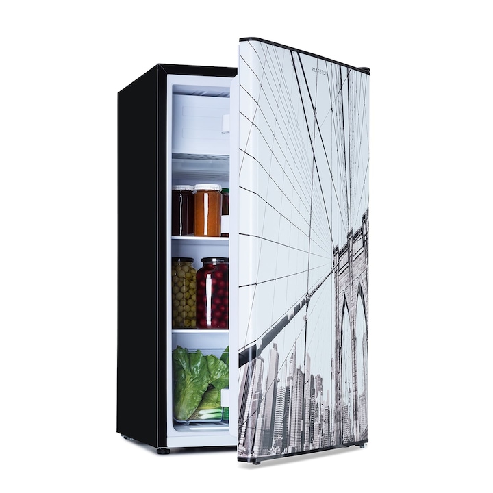 Klarstein, Coolart 79L, Combina Frigider-Congelator, Eek E, Compartiment Congelator 9 L, Usa Design
