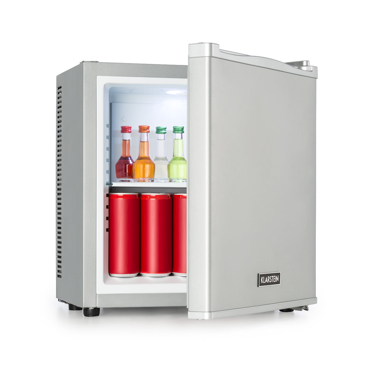 Mini-frigider Klarstein Secret Cool 13L, argintiu, dimensiuni 40.2x45x30.7cm, zgomot 22dB, Clasa Energetica G