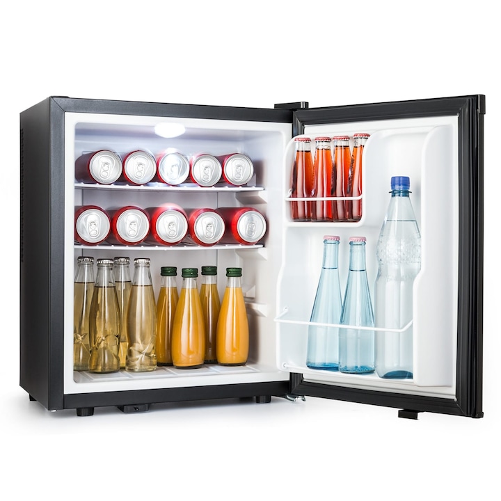 Mini frigider Klarstein Happy Hour 38, 38L, 26dB, 3 rafturi, compartiment pentru sticle de 2 litri, 43x51x41cm