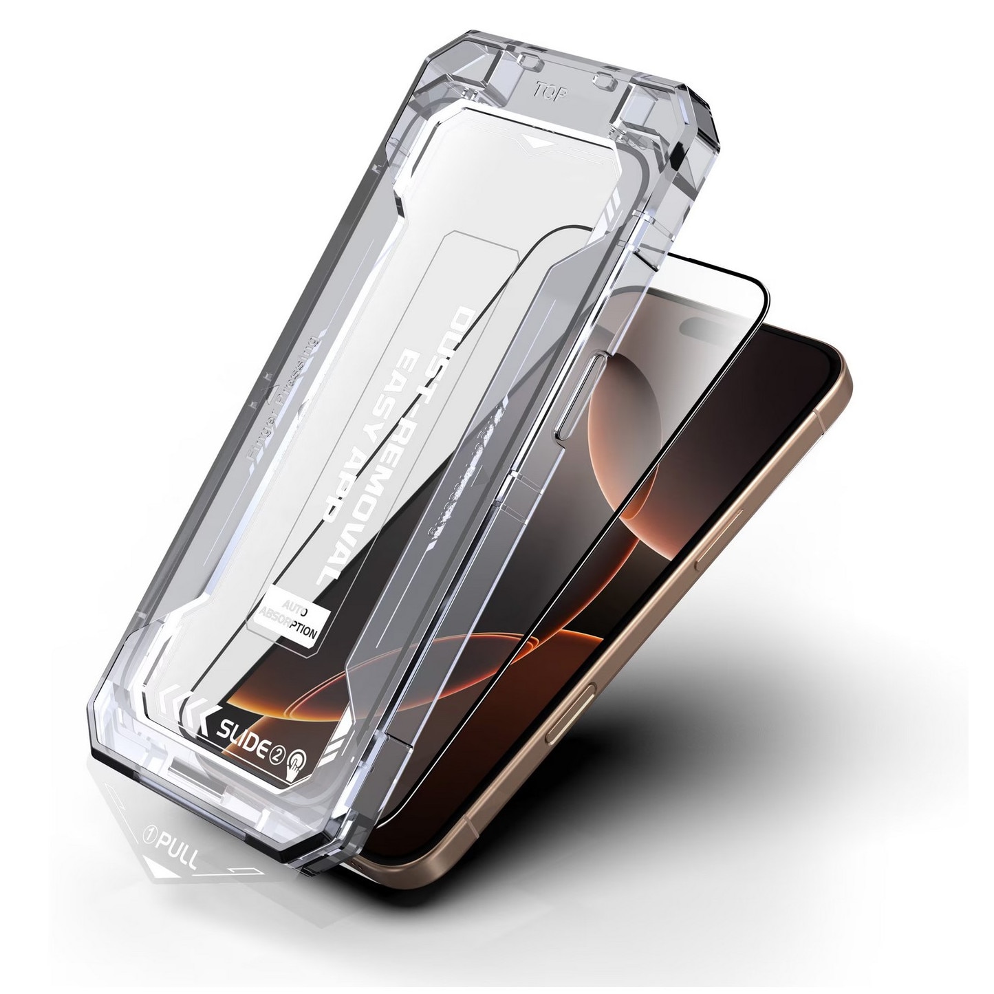 Folie sticla pentru Iphone 17, Iphone 16 PRO Transparenta, Sticla securizata 0.33mm, Anti-Spy, Anti-amprenta cu margini negre 6.3", instalare usoara si rapida cu dispozitiv de potrivire automata in 30 sec cu Easy Install Kit, protectie telefon, RikBo®