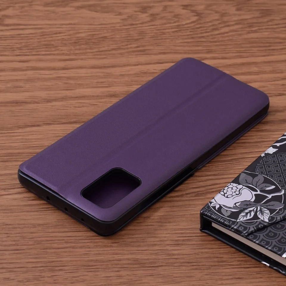 Husă tip carte pentru Samsung Galaxy A51 4G, eFold, set cu sticker, Mov