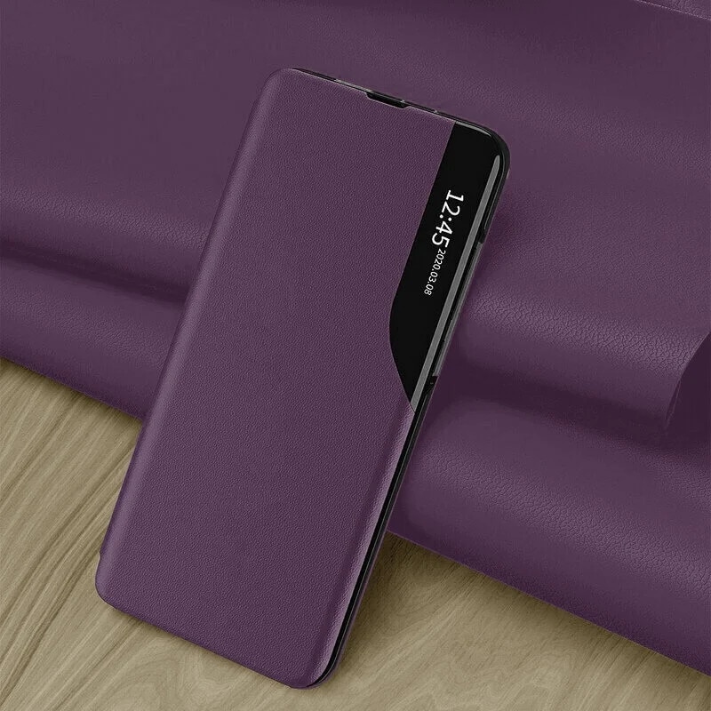 Husă tip carte pentru Samsung Galaxy A51 4G, eFold, set cu sticker, Mov